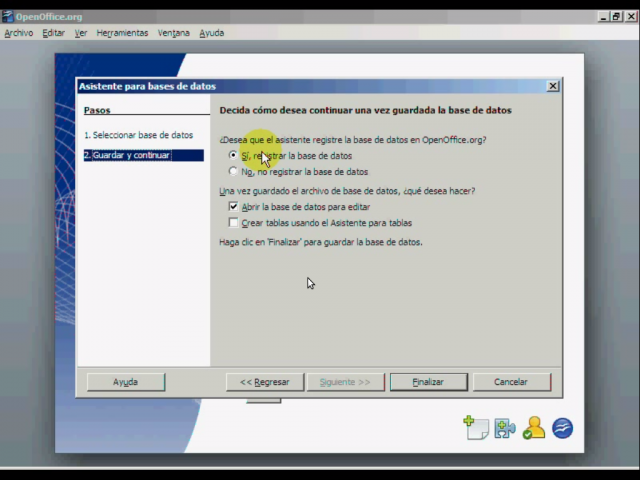 Registrar base de datos en OpenOffice.org