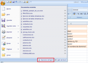 Acceder a las Opciones de Excel 2007